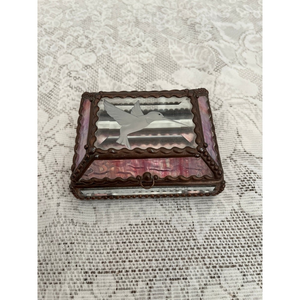 Stained Glass Jewelry Box -Humming Bird